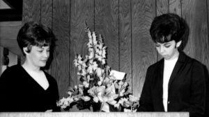 1950's photo of two women part of the founding group of Redwood Credit Union.